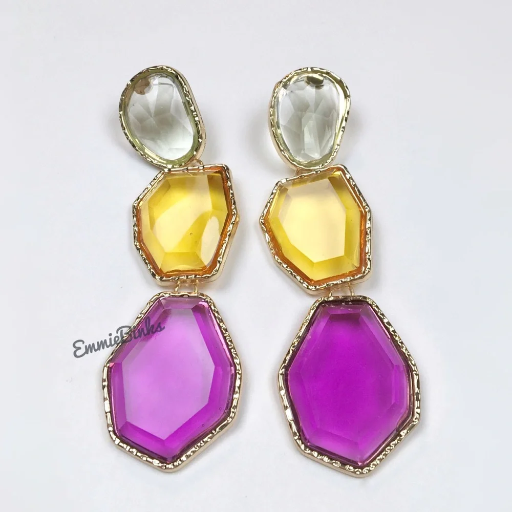 NWOT Zara Resin Geometric Drop Dangle Earrings - Picture 6 of 12